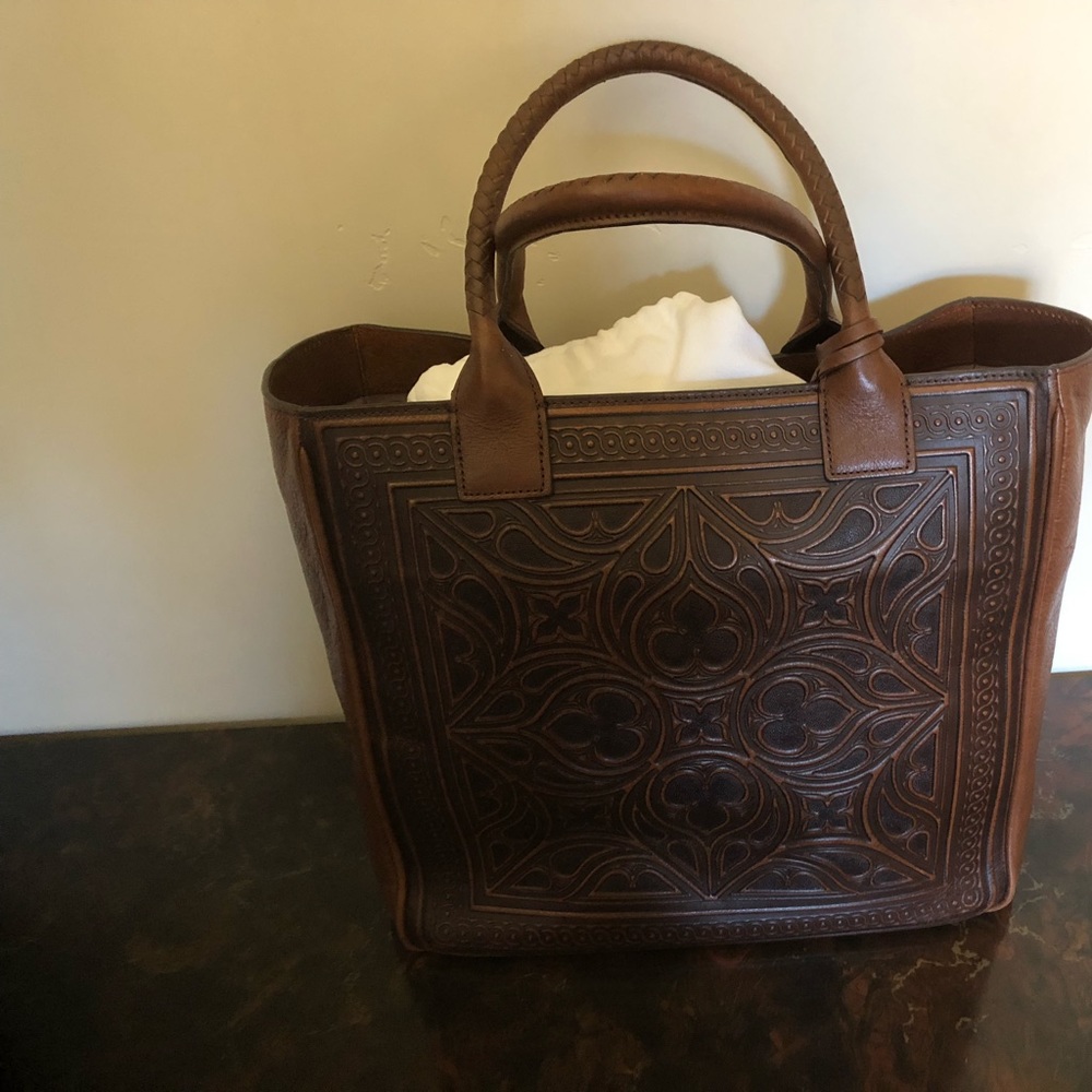 Brighton Ferrara Brown Embossed Large Leather Tote Bag